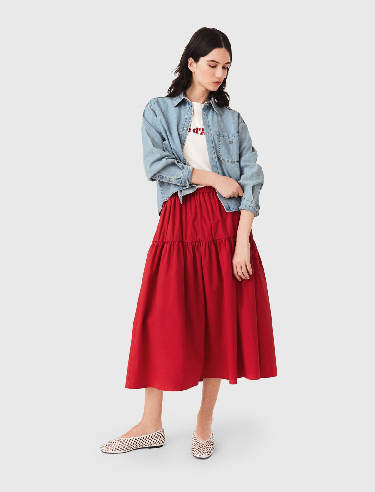 Long gathered skirt | Maje
