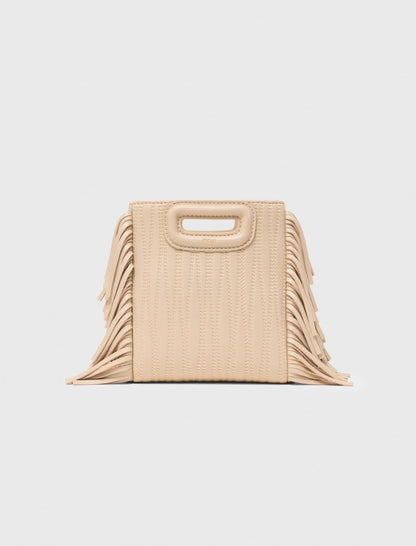 Topstitched leather mini M bag | Maje