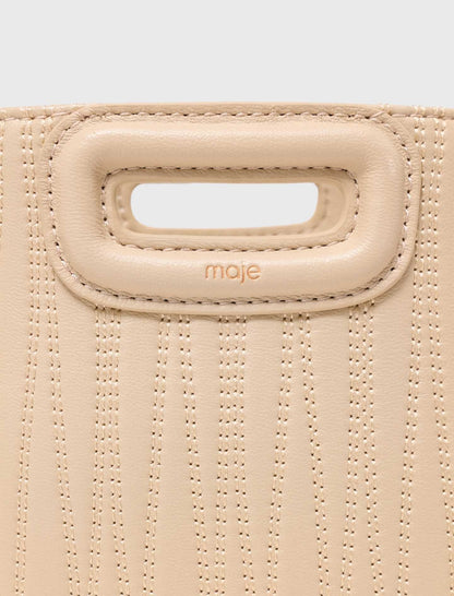 Topstitched leather mini M bag | Maje