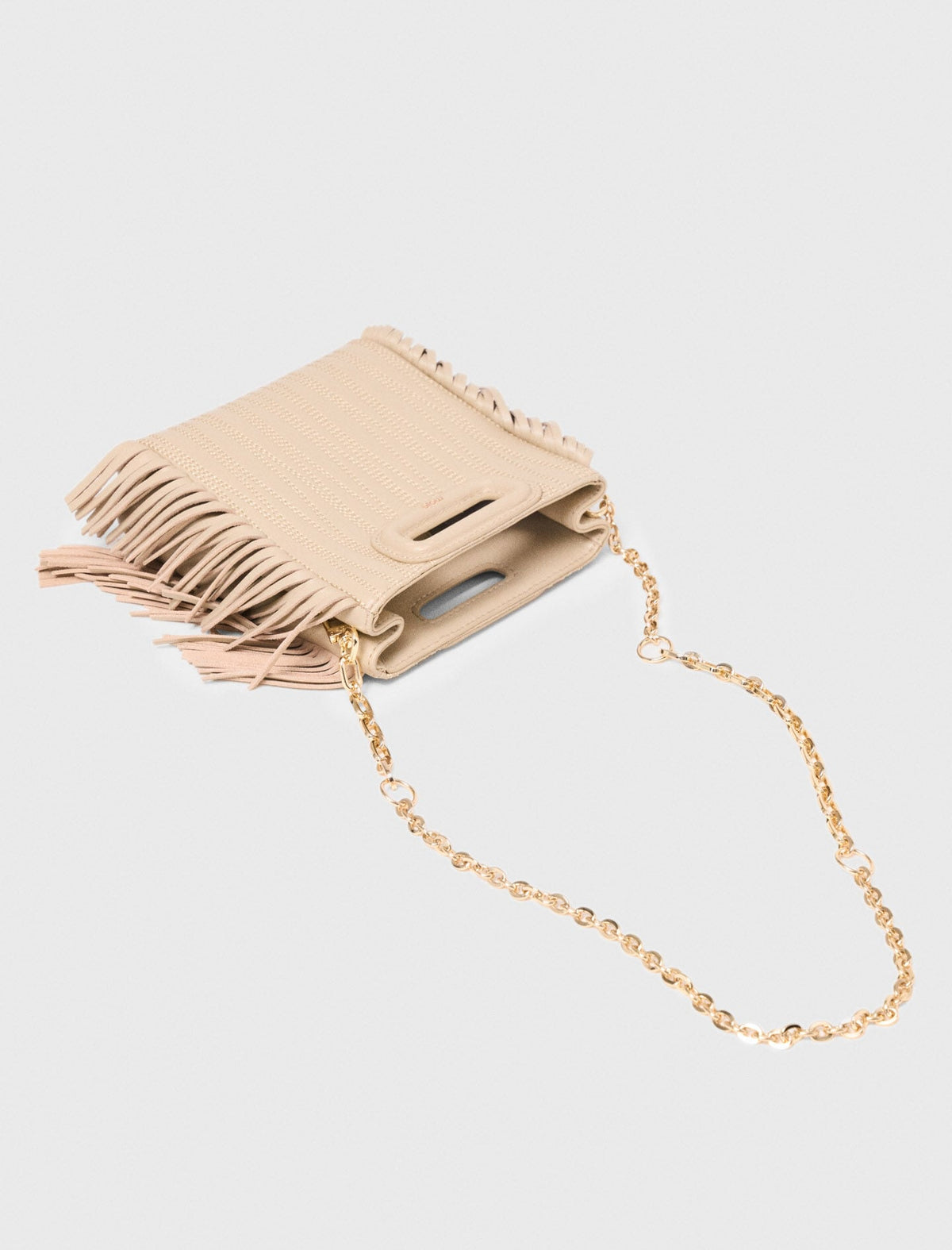 Topstitched leather mini M bag | Maje