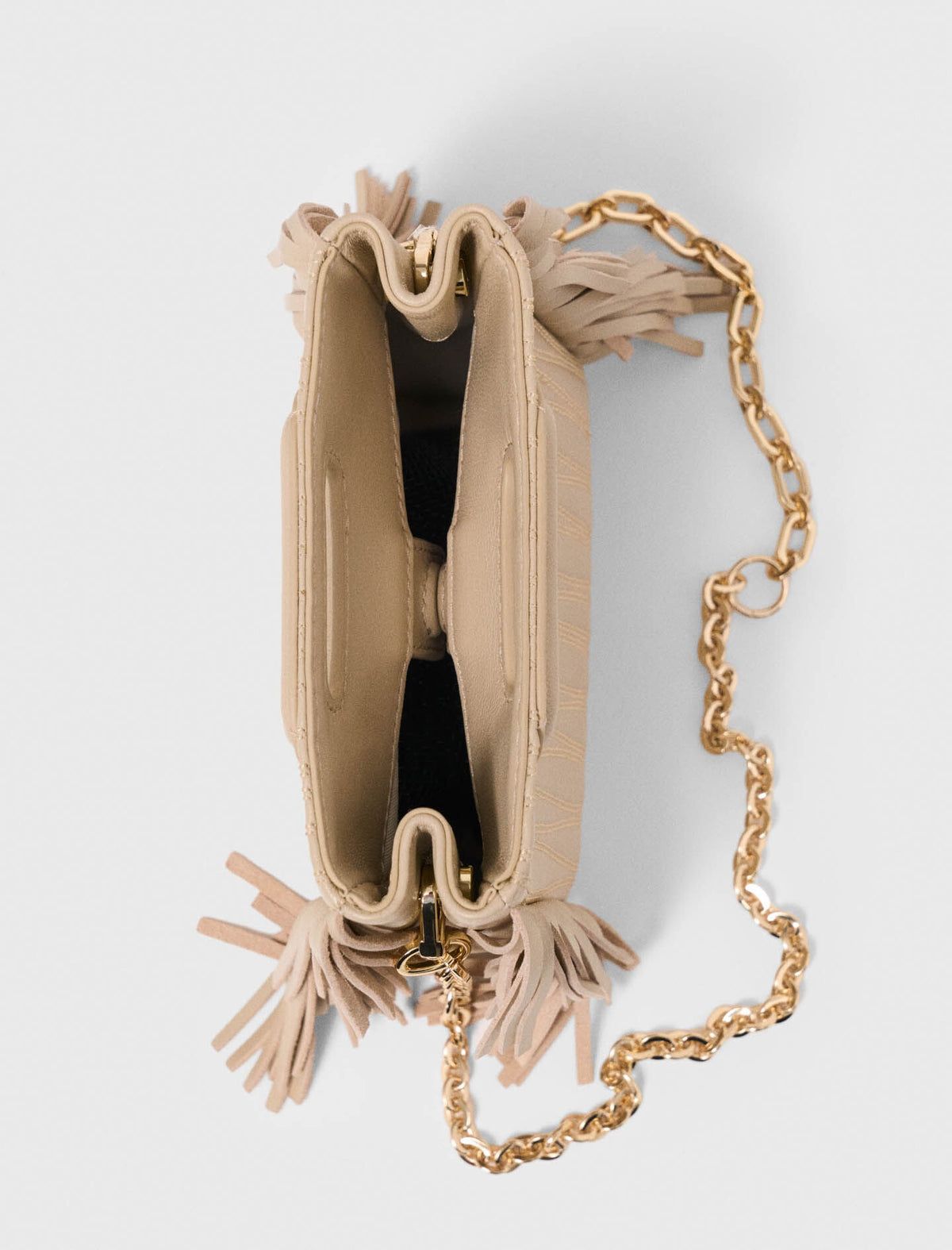 Topstitched leather mini M bag | Maje