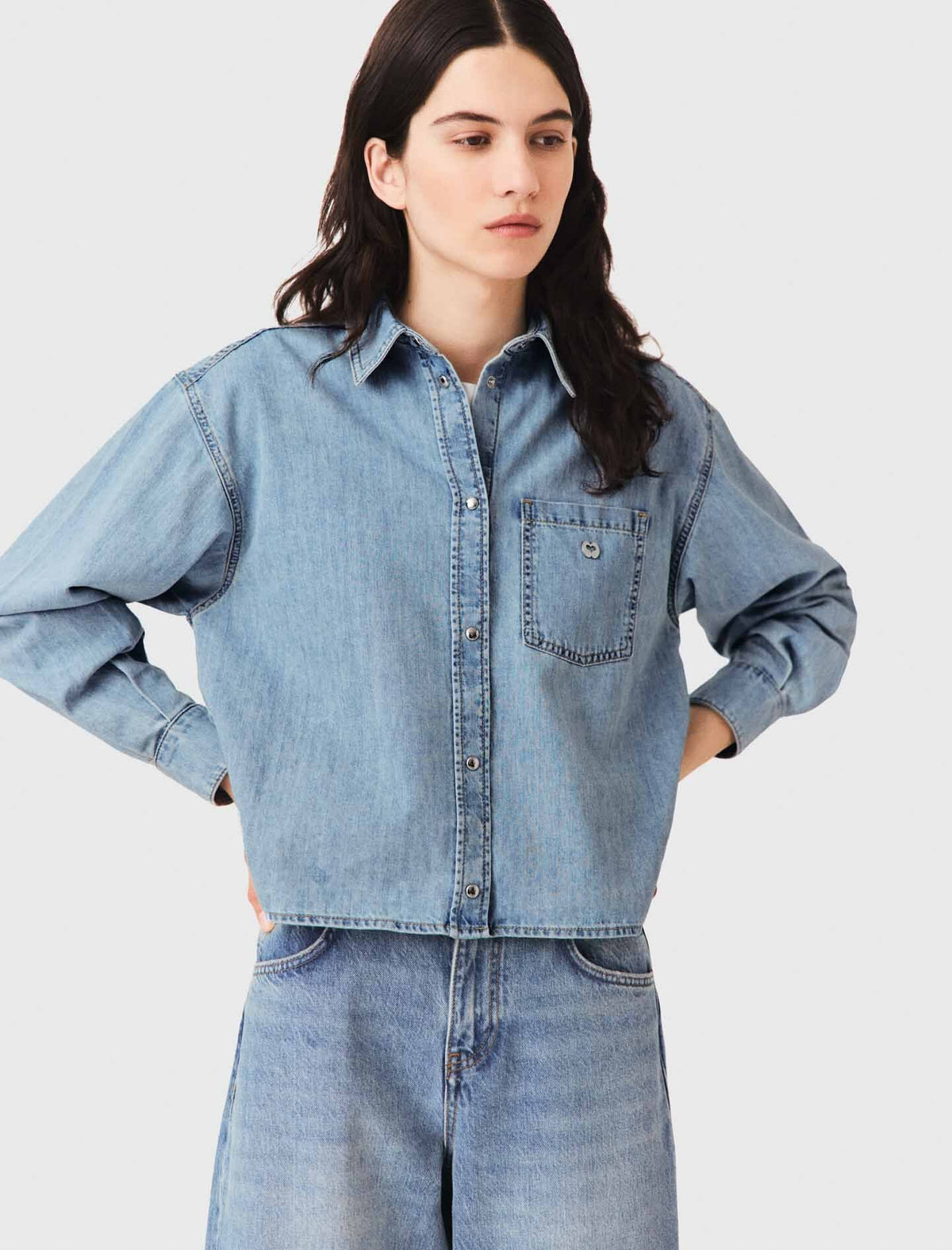 Denim shirt with logo | Maje