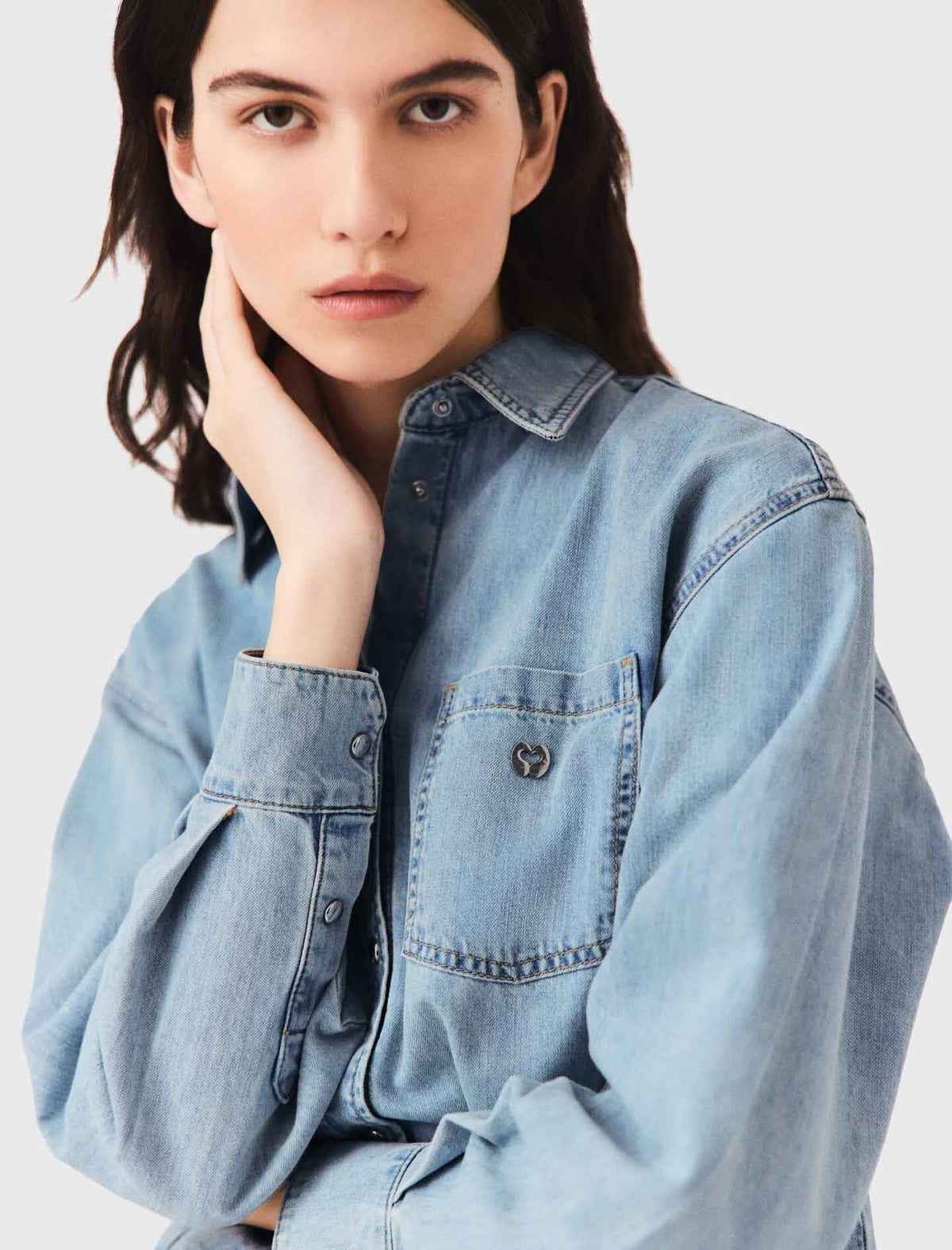 Denim shirt with logo | Maje