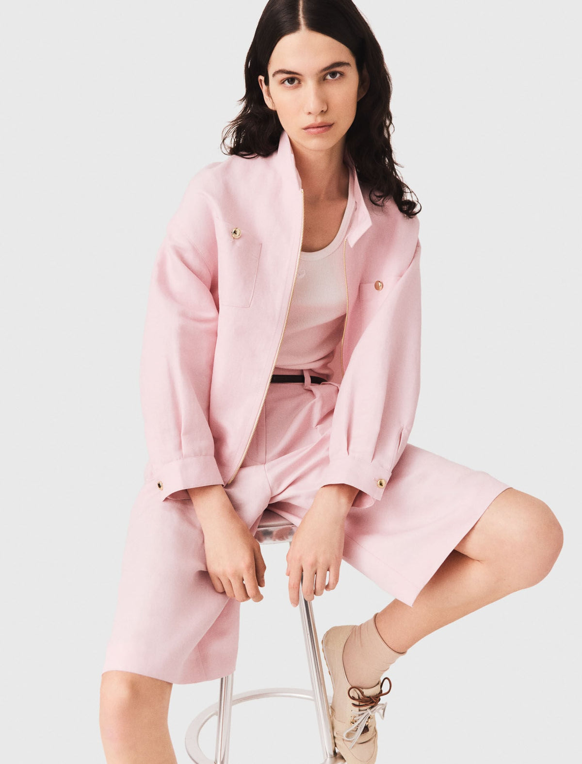 Linen blend bomber jacket | Maje