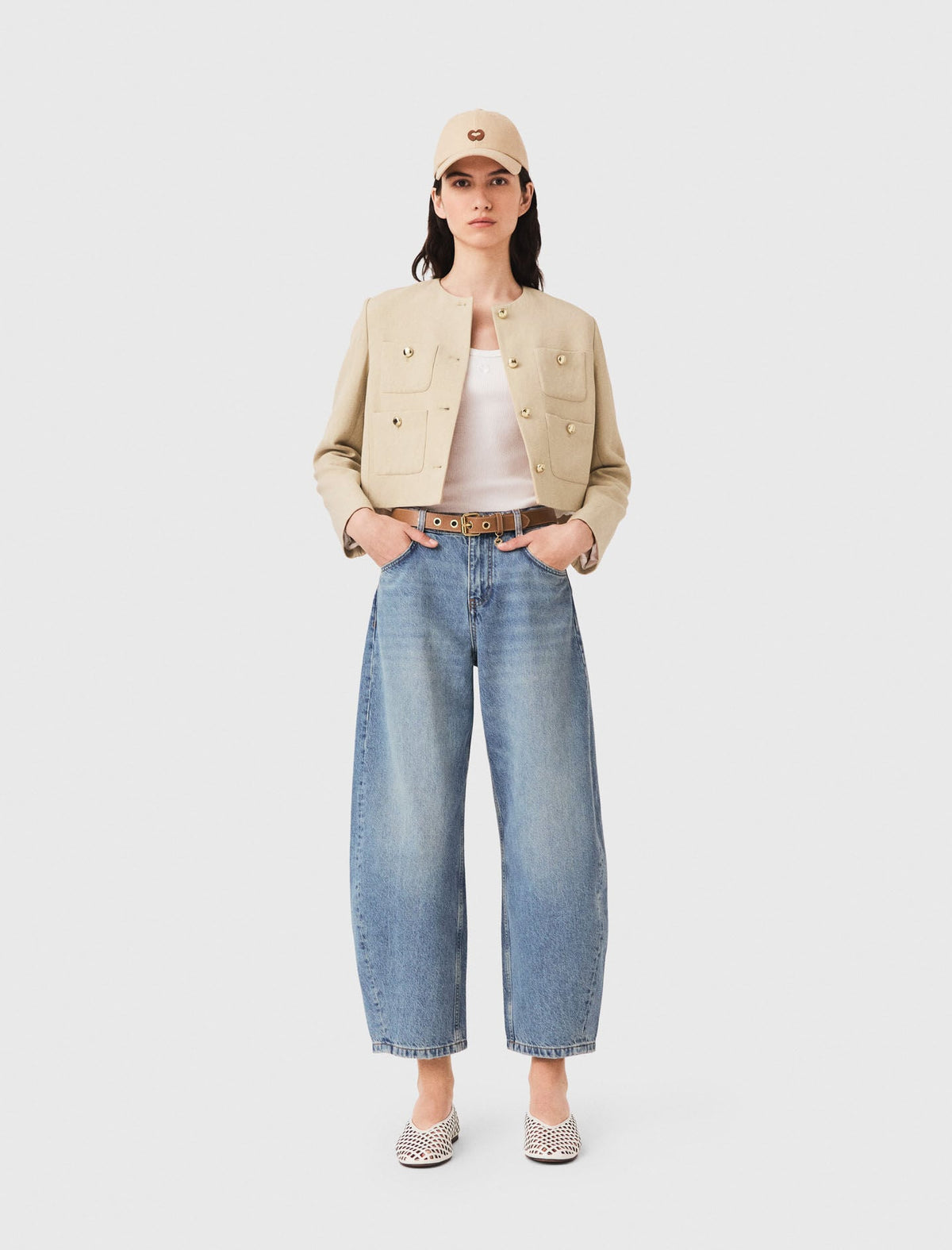 Short linen blend jacket | Maje
