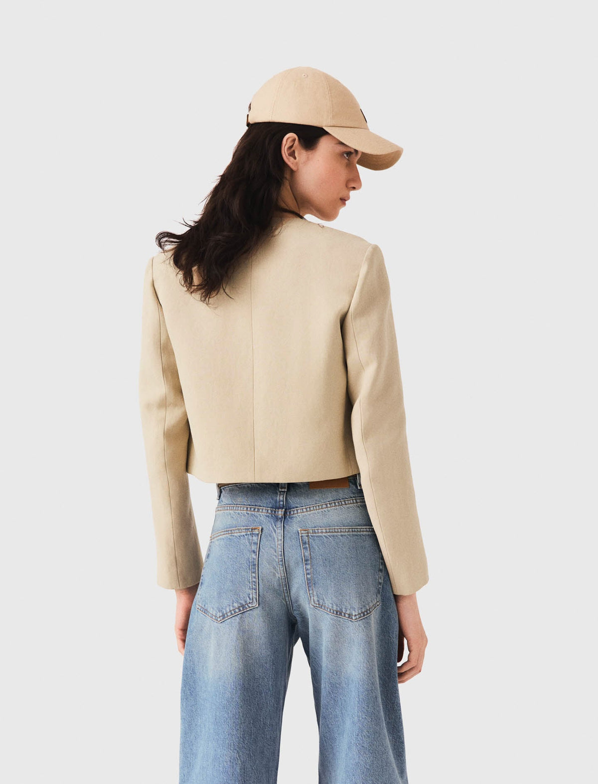 Short linen blend jacket | Maje