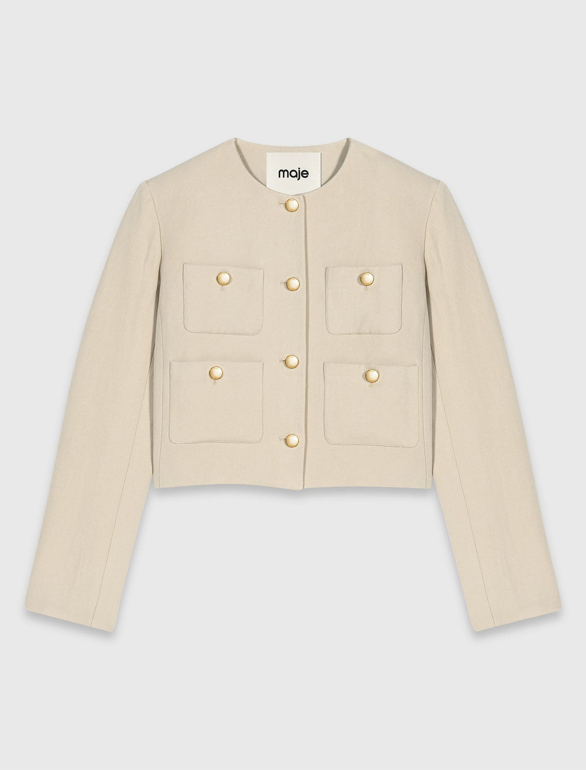 Short linen blend jacket | Maje