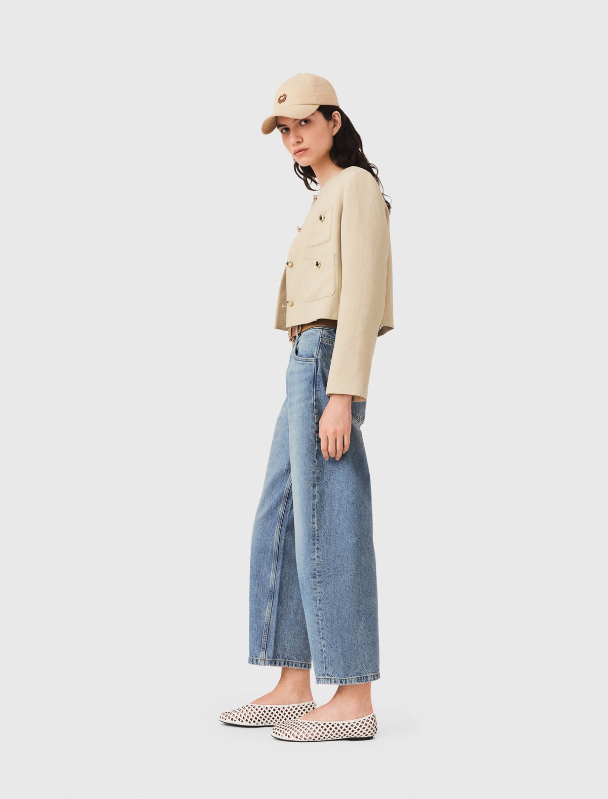 Short linen blend jacket | Maje