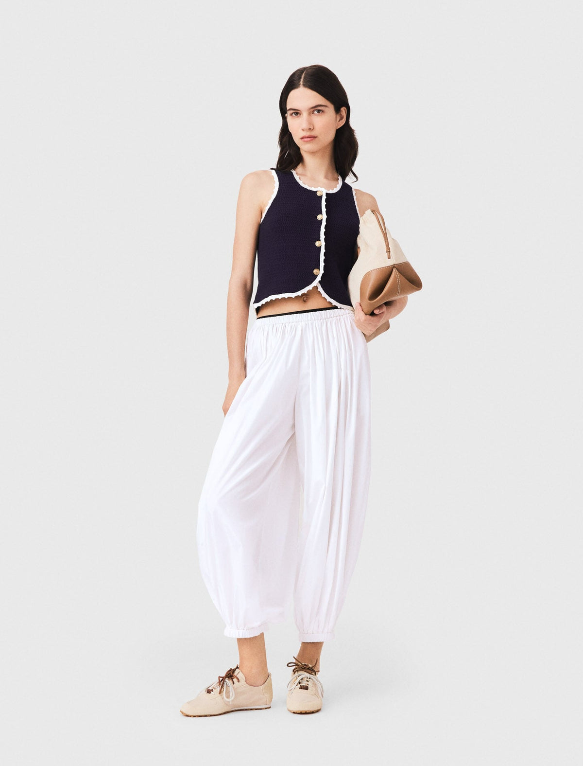 Knit top with crochet trim | Maje