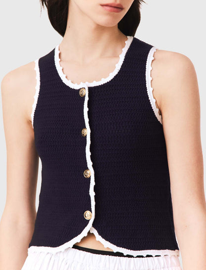 Knit top with crochet trim | Maje