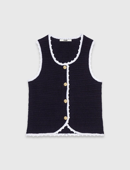 Knit top with crochet trim | Maje