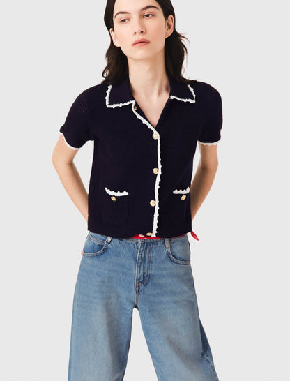 Cardigan with crochet trim | Maje