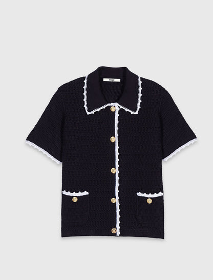 Cardigan with crochet trim | Maje