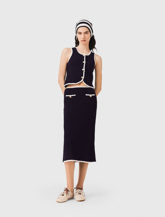 Midi skirt with crochet trim | Maje