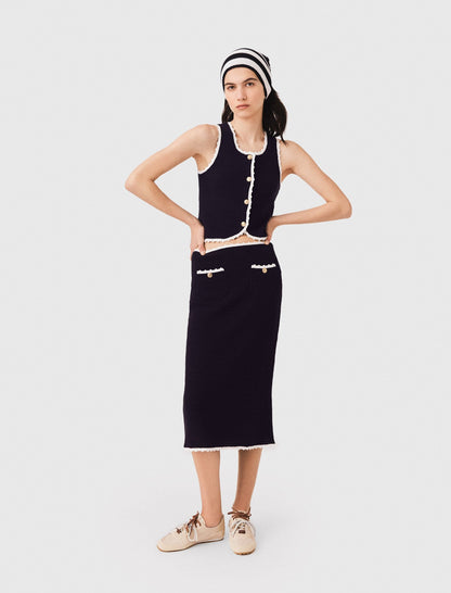 Midi skirt with crochet trim | Maje