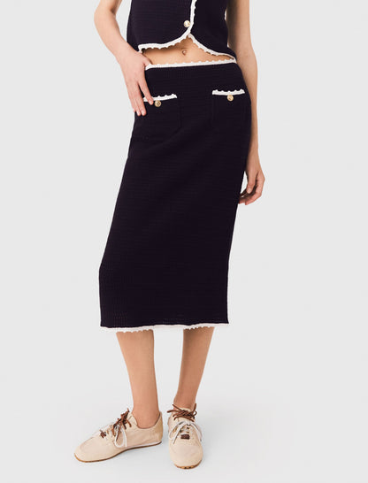 Midi skirt with crochet trim | Maje