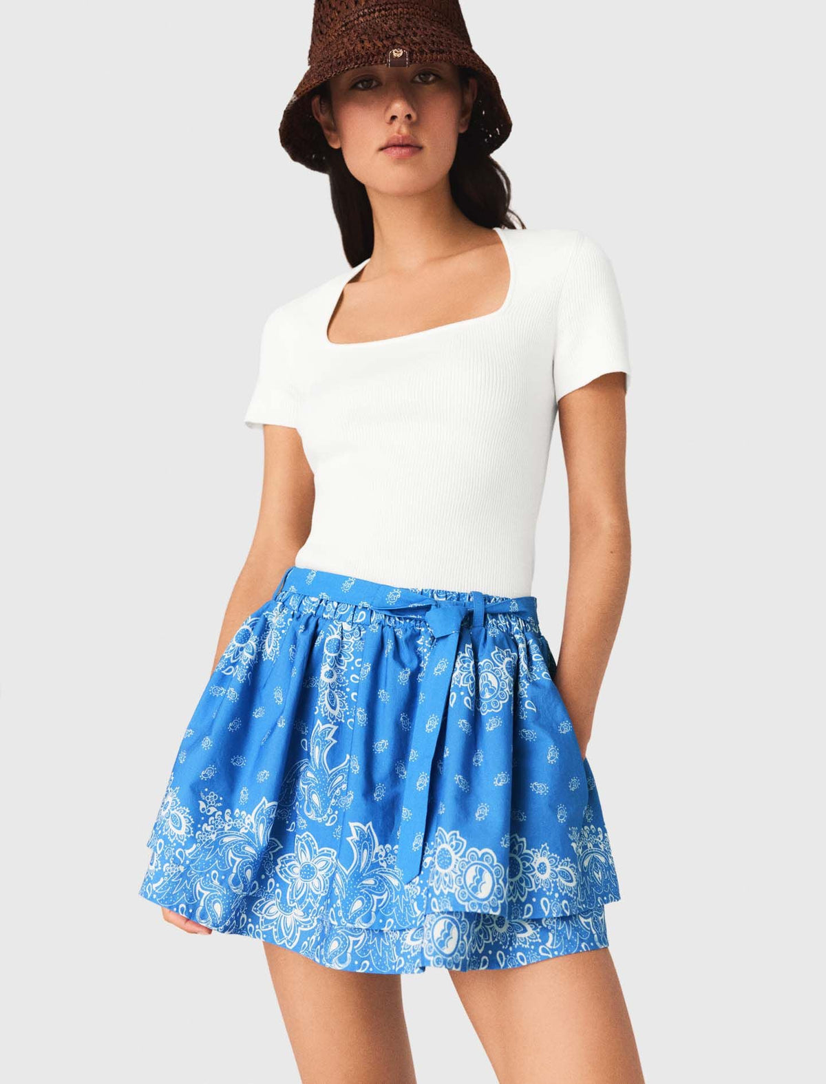 Printed ruffled skirt | Maje