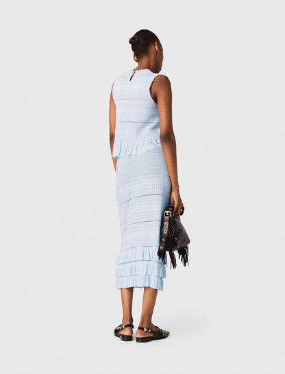 Long ruffled knit skirt | Maje