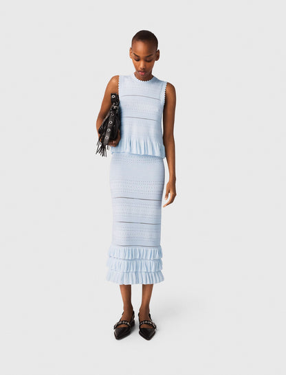 Long ruffled knit skirt | Maje