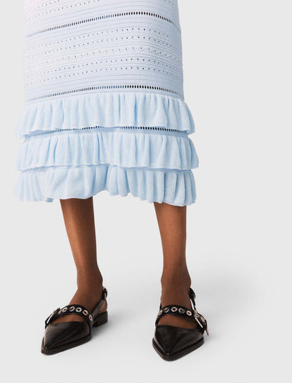 Long ruffled knit skirt | Maje