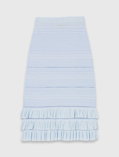 Long ruffled knit skirt | Maje