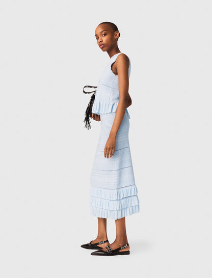 Long ruffled knit skirt | Maje