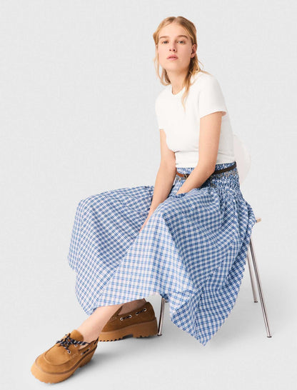 Rhinestone cotton maxi skirt | Maje