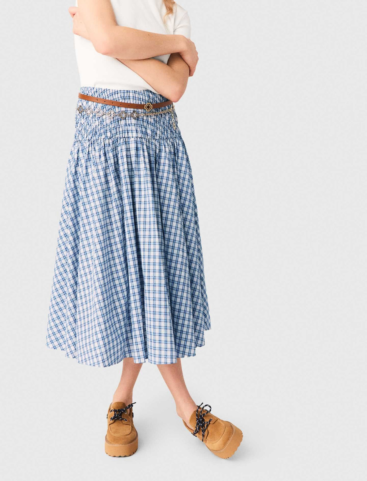 Rhinestone cotton maxi skirt | Maje