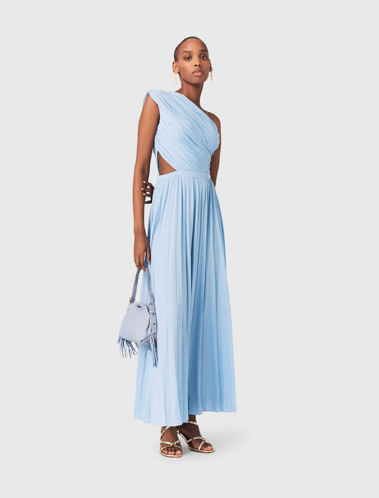 Asymmetrical pleated maxi dress | Maje