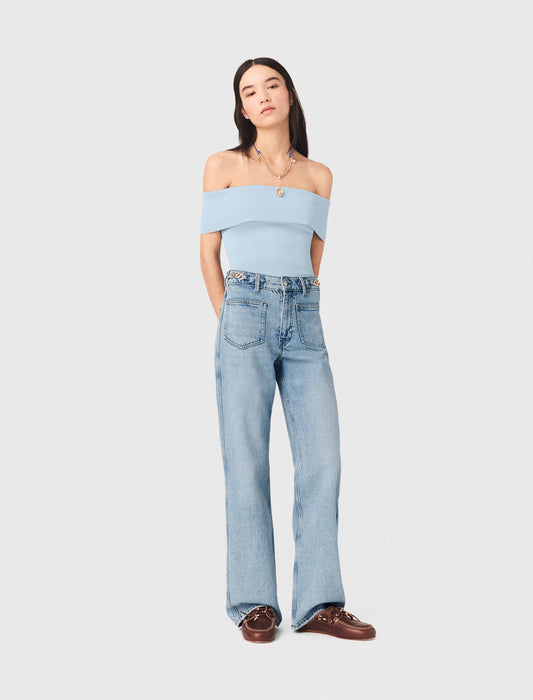 Bardot rib knit top | Maje