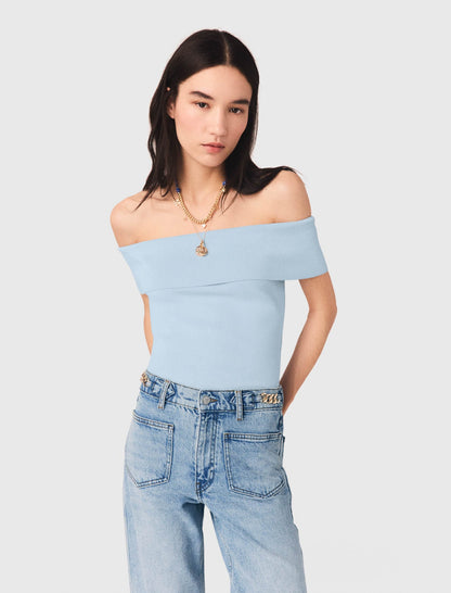 Bardot rib knit top | Maje