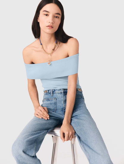 Bardot rib knit top | Maje
