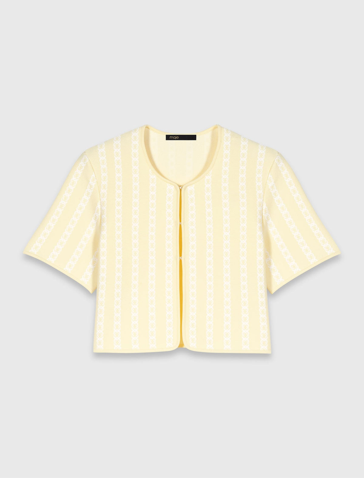 Cropped fancy knit cardigan | Maje