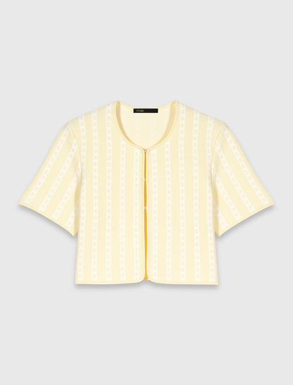 Cropped fancy knit cardigan | Maje