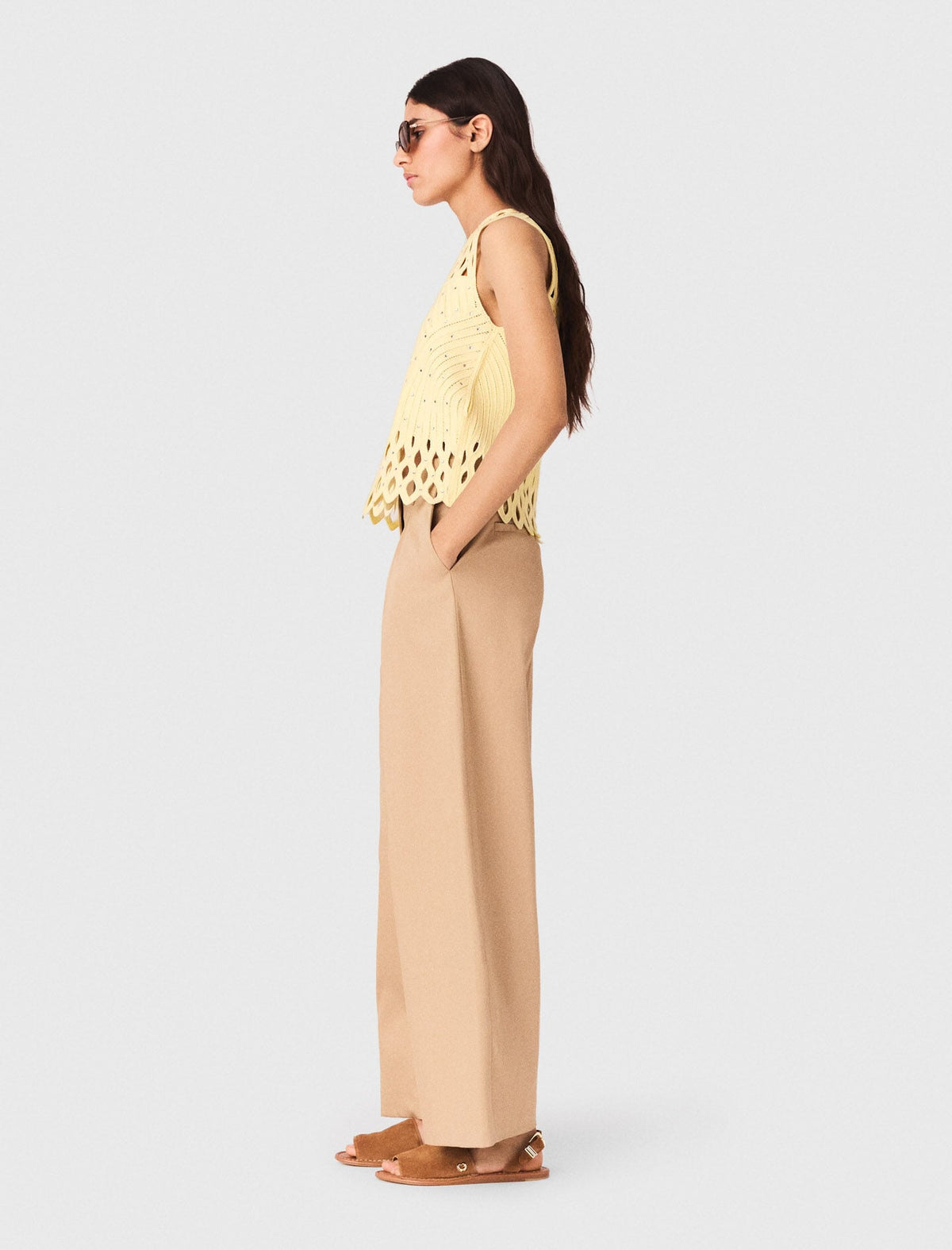 Crochet rhinestone top | Maje
