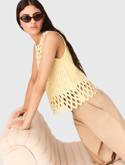 Crochet rhinestone top | Maje