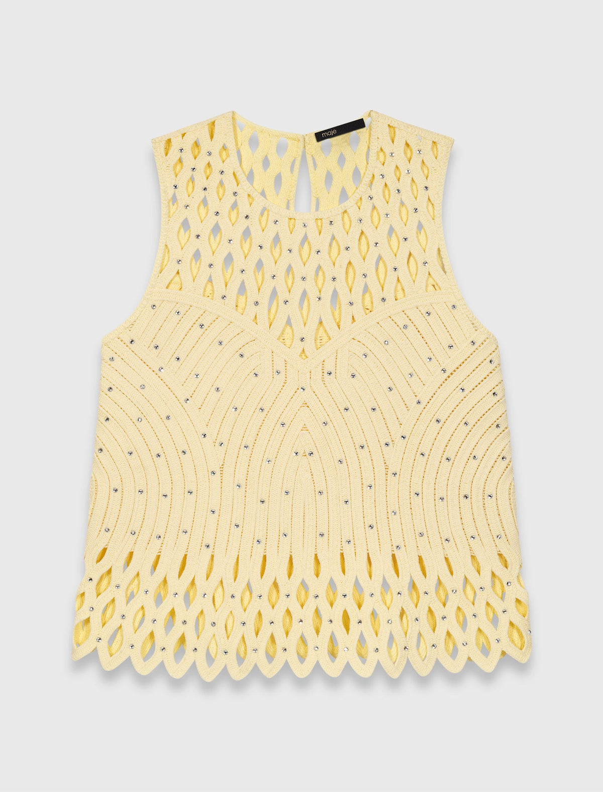 Crochet rhinestone top | Maje