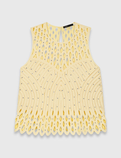Crochet rhinestone top | Maje