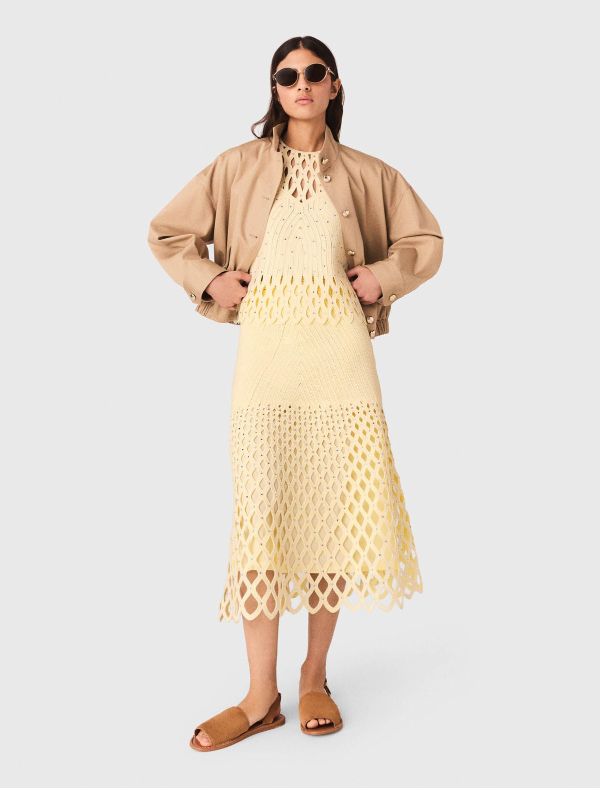 Crochet rhinestone skirt | Maje