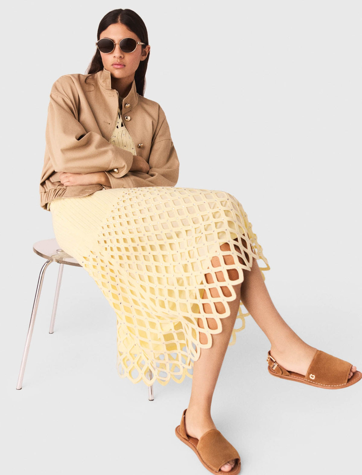 Crochet rhinestone skirt | Maje