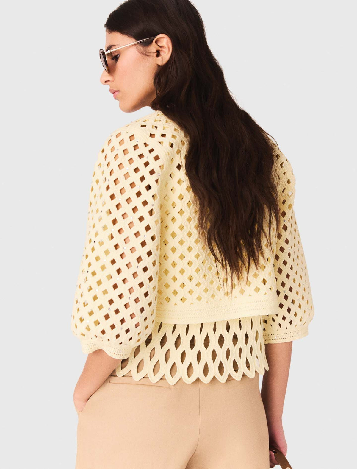 Crochet Rhinestone Cardigan | Maje