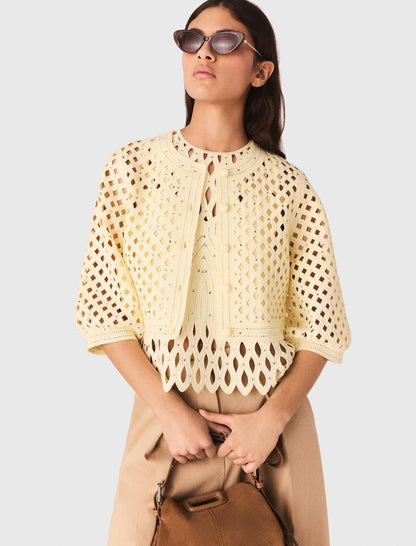 Crochet Rhinestone Cardigan | Maje