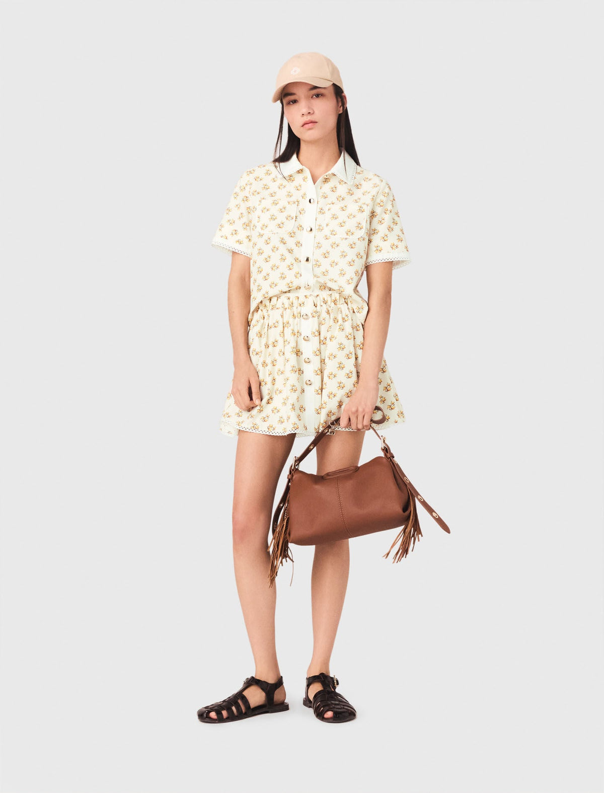 Patterned shirt with croquet trim | Maje