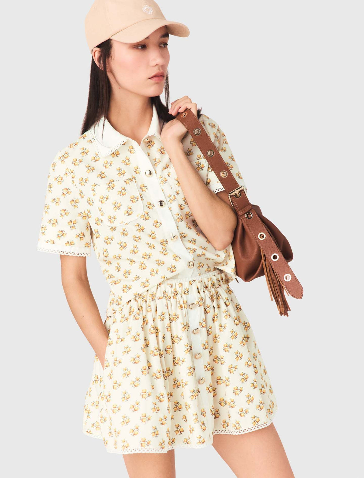 Patterned shirt with croquet trim | Maje