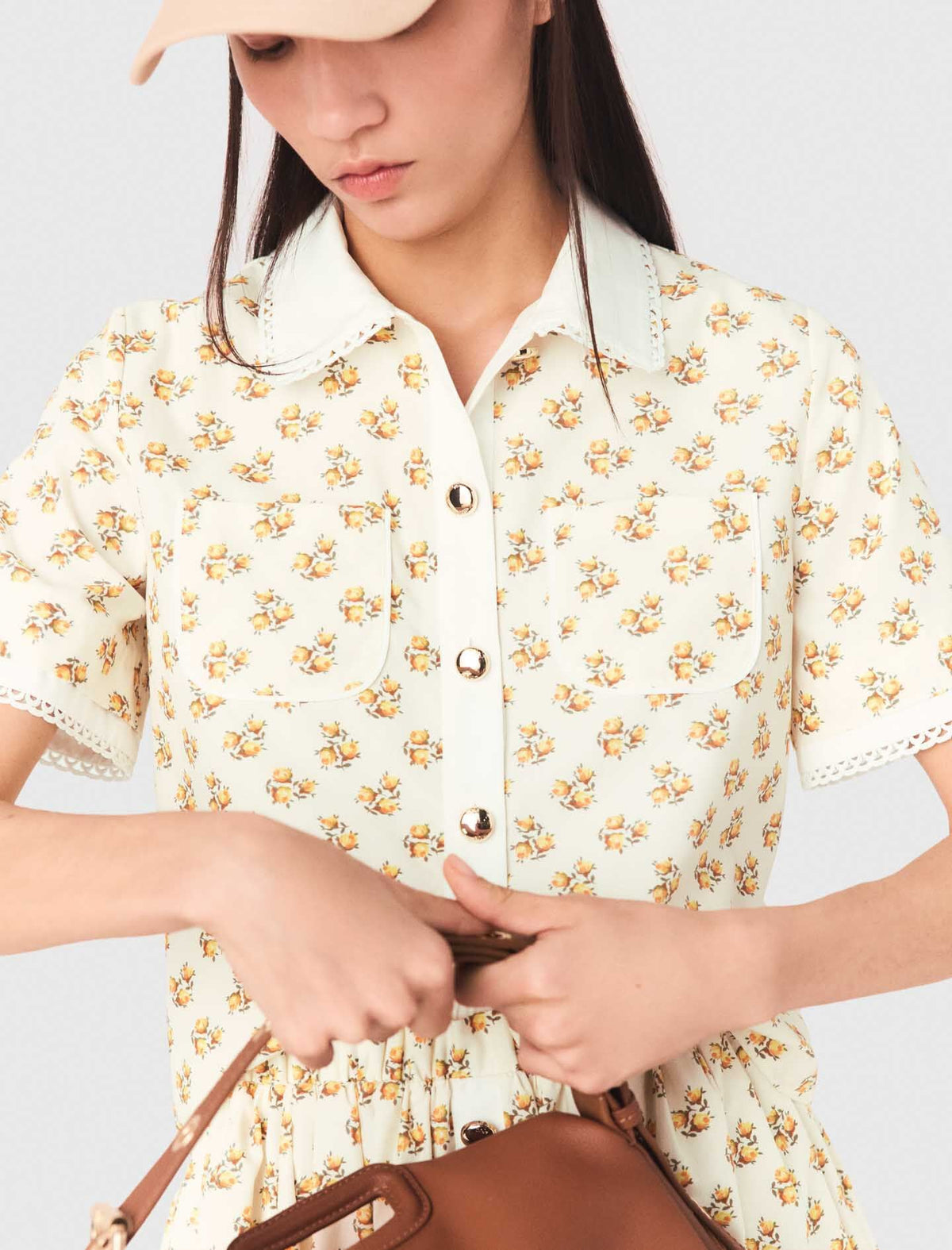 Patterned shirt with croquet trim | Maje