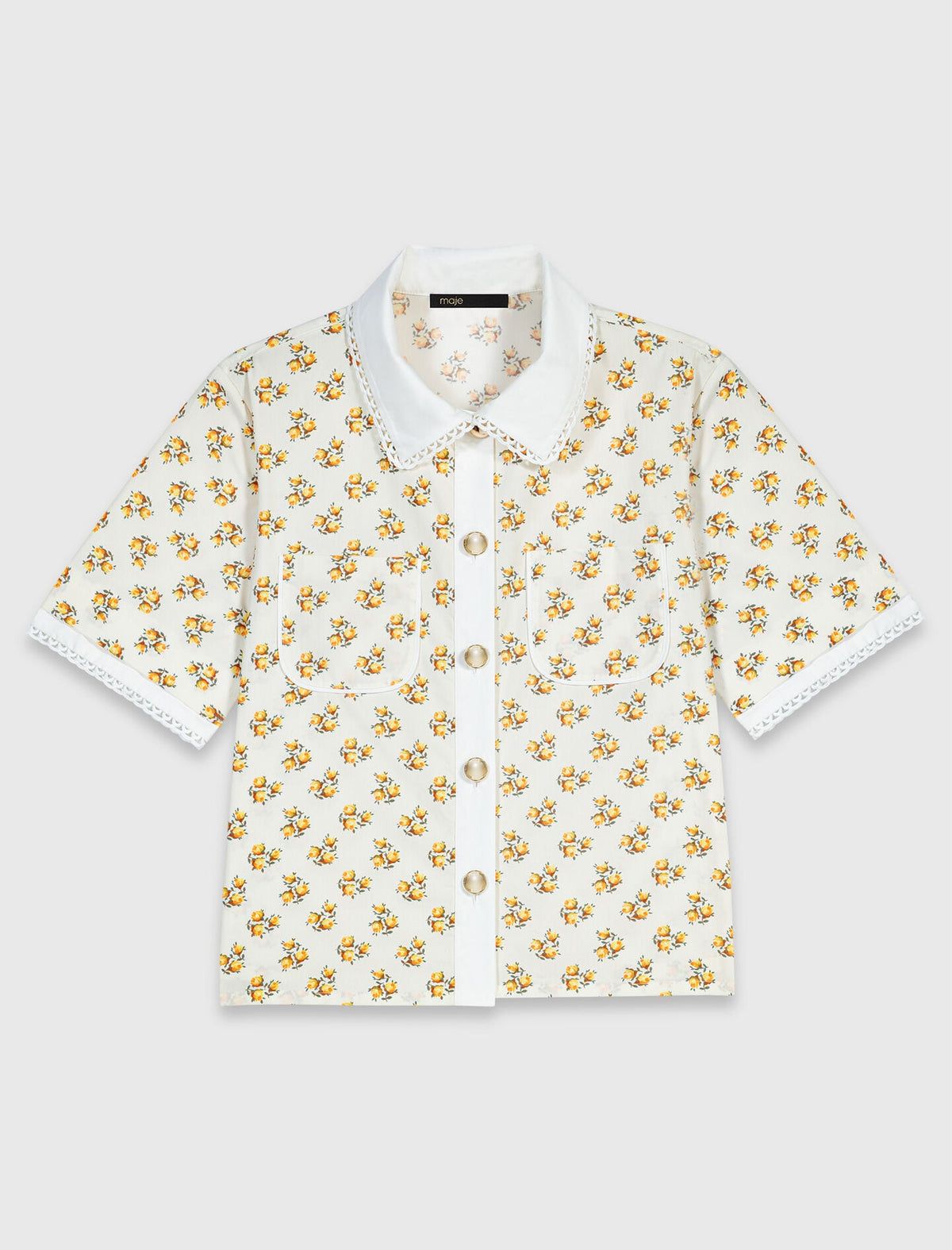 Patterned shirt with croquet trim | Maje