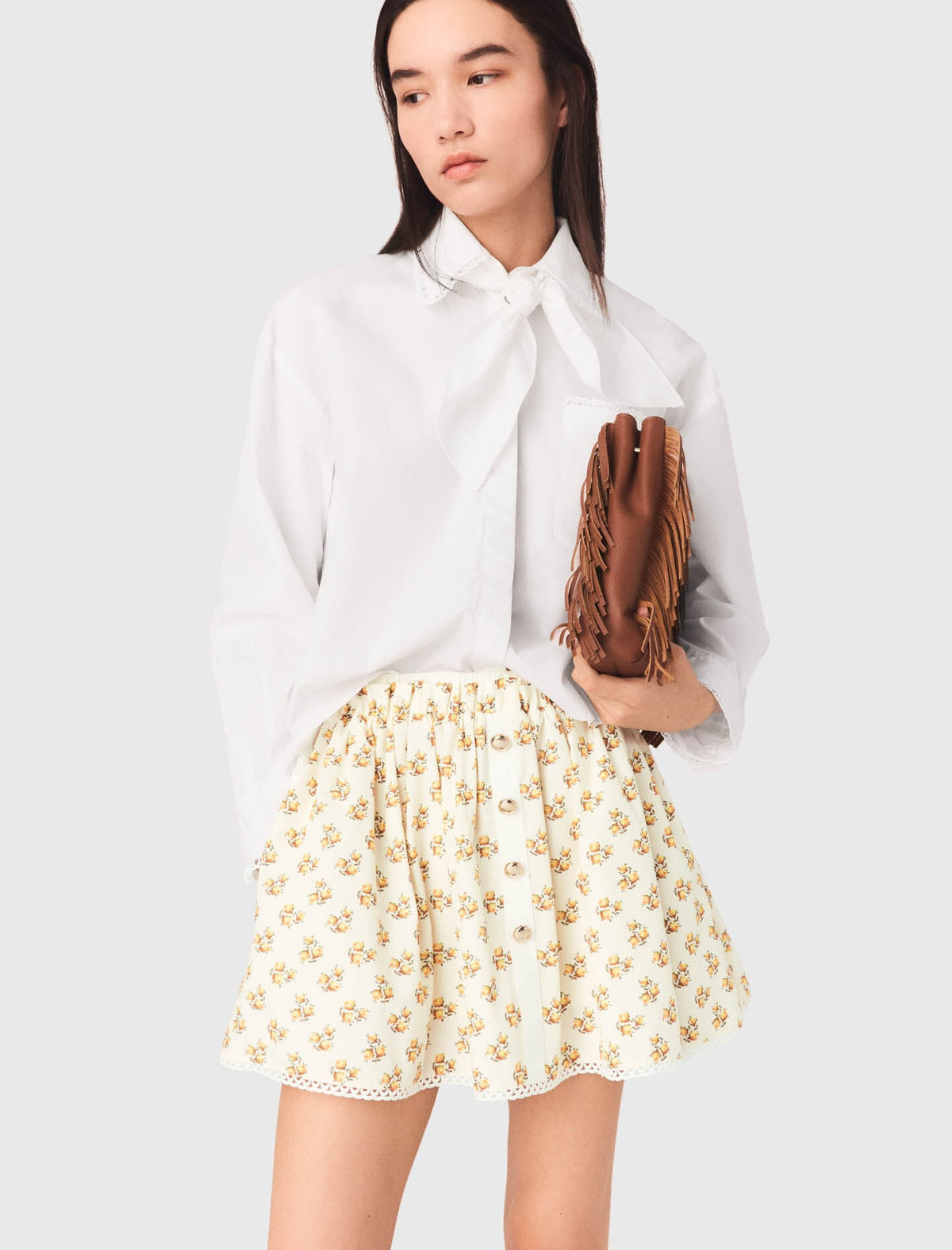 Printed skirt with rickrack trim | Maje