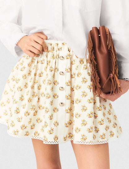 Printed skirt with rickrack trim | Maje