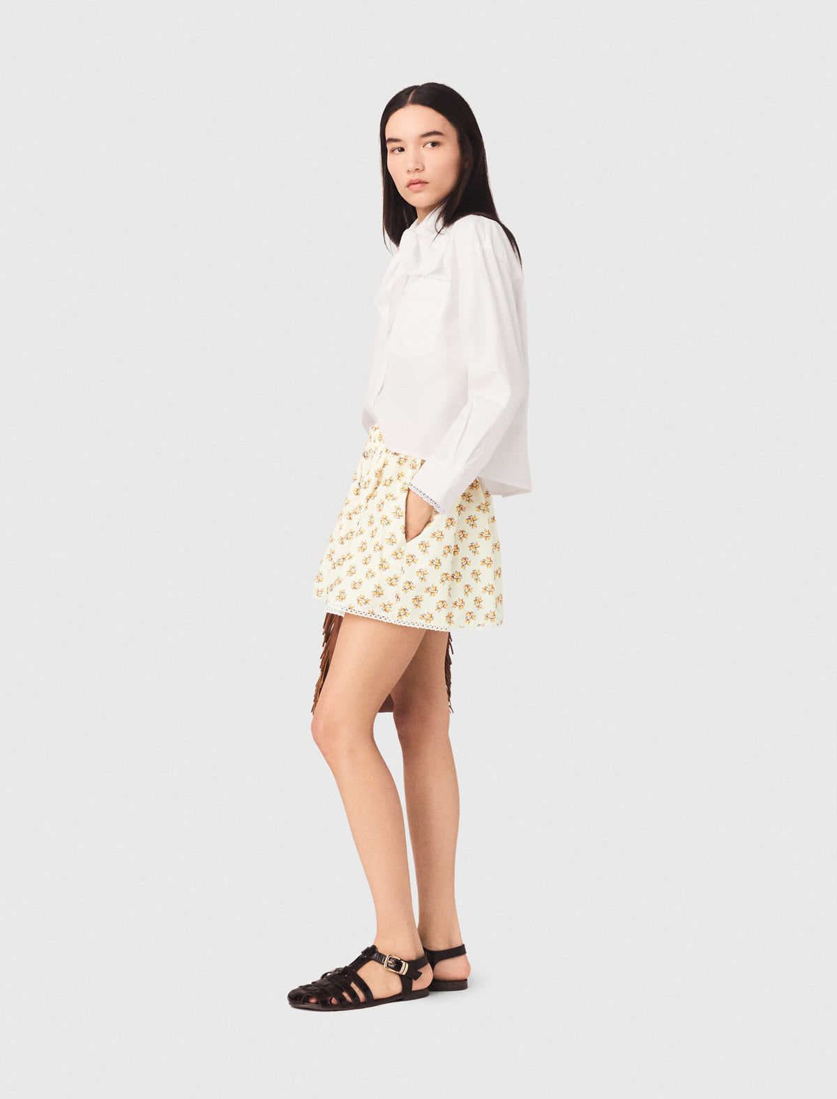 Printed skirt with rickrack trim | Maje