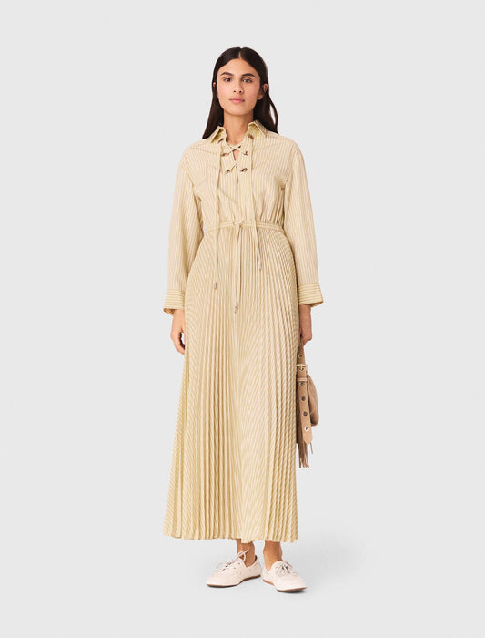 Eyelet pleated maxi dress | Maje